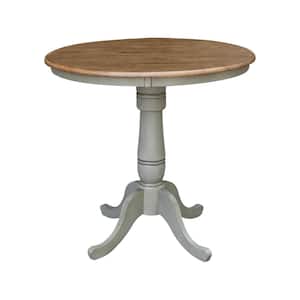 36 in. Round Hickory/Stone Counter Height Dining Table