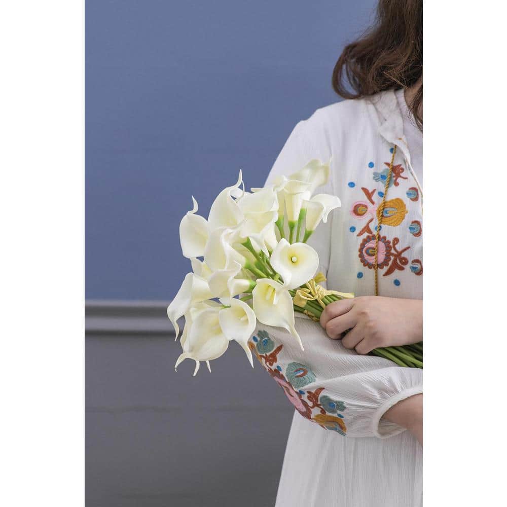 13" White Faux Calla Lily Outdoor Tabletop Set