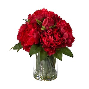 12in Artificial Peony Flowers Faux Red Peony Flower for Vase Silk Floral Arrangements for Home Garden Decor