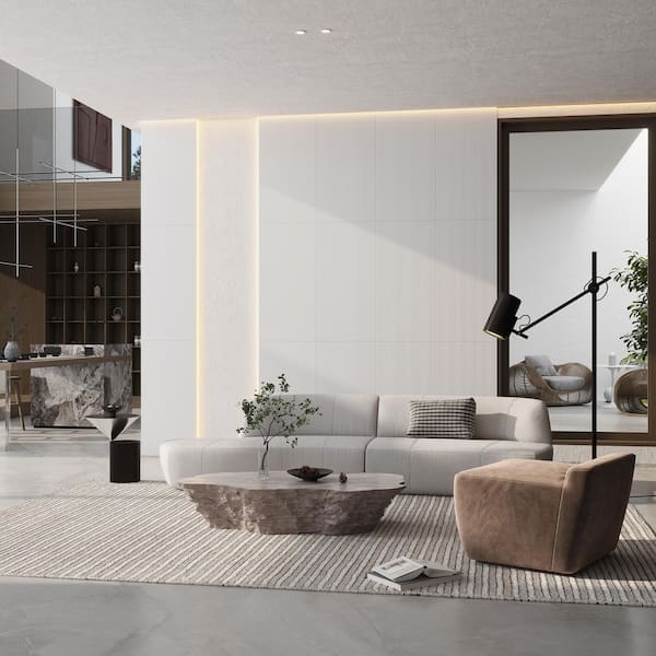 Imprint 24 in. x 48 in. Matte White Porcelain Ribbed Large Format Tile (15.55 sq ft/case)-2 Pack