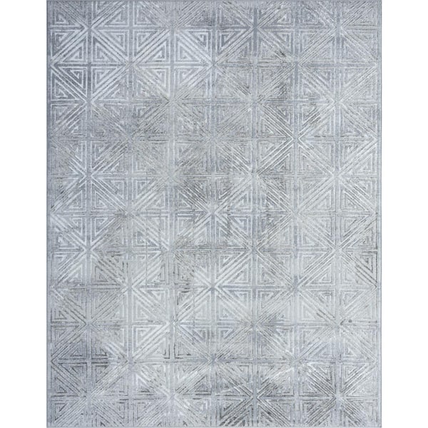 Tayse Rugs Grace Abstract Gray 9 ft. x 12 ft. Indoor Area Rug