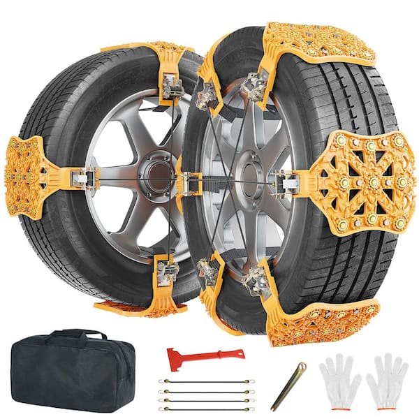 BOZTIY 10-Pack TPU Tire Snow Chains Anti Slip Tire Chains for Tire Width 7 in. -11 in. Tire Snow Security Chain for Cars Yellow