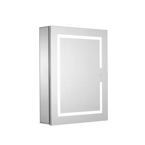 Caballo 20 in. W x 26 in. H Single Door Silver Aluminum Recessed/Surface Mount LED Medicine Cabinet with Mirror