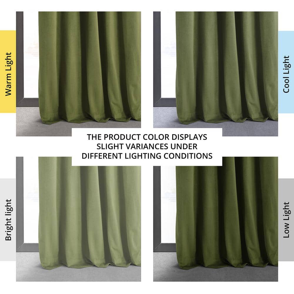 Basque Green Velvet Blackout Curtain Panel, 50" x 96"