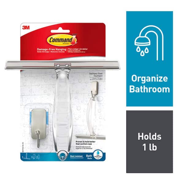 Command Shower Squeegee with Water Resistant Strips in Satin Nickel