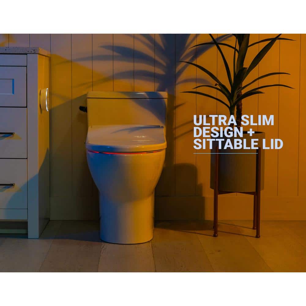 Ultra Slim White Electric Elongated Bidet Toilet Seat