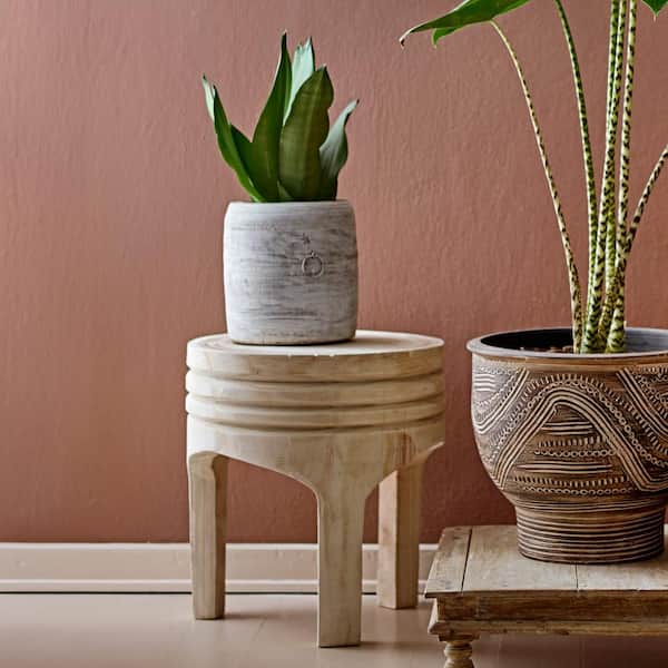 15.75 in. Natural Backless Wood Bar Stool with Three Legs