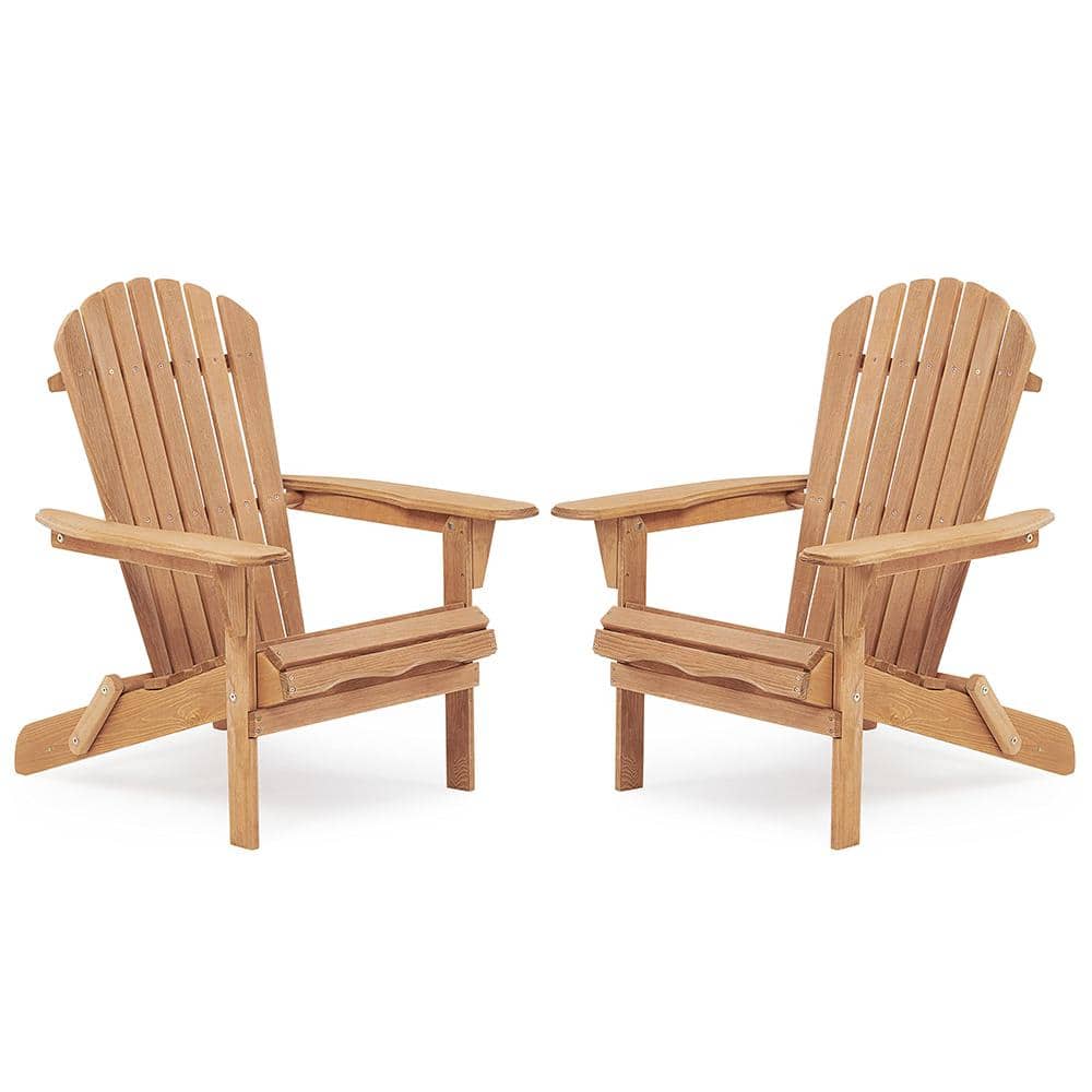 Outdoor Folding Wood Adirondack Chair Set of 2 for Garden Garden Lawn Backy