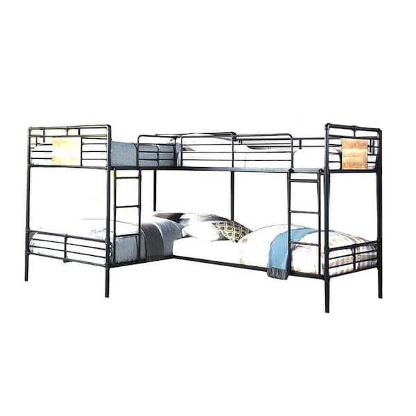 Benjara Black And Bronze Twin Over Full Adjustable Bunk Bed With Safety ...