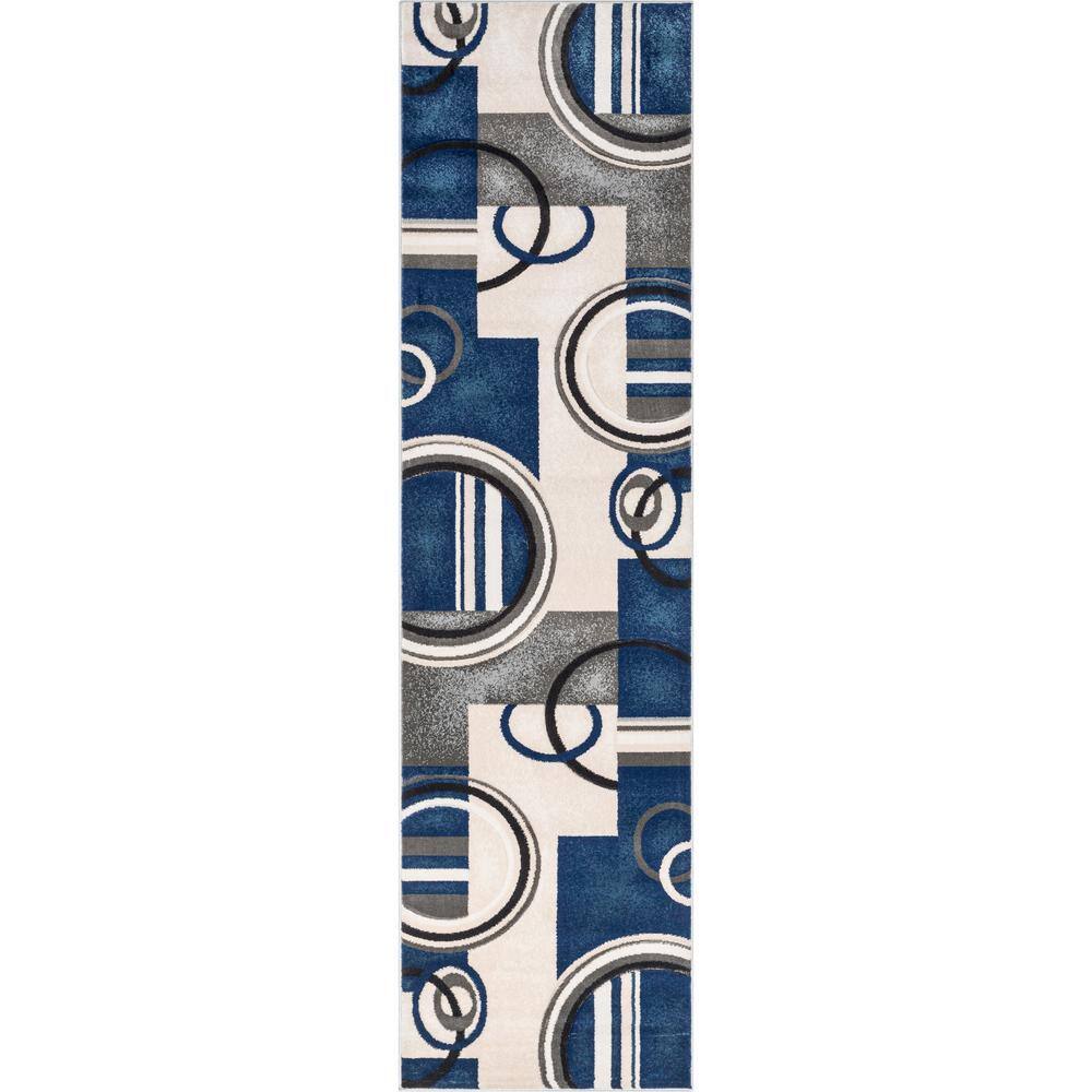 Dark Blue 2 ft. 7 in. x 9 ft. 10 in. Good Vibes Belle Modern Geometric Abstract Runner Area Rug price history on PriceWatchPro