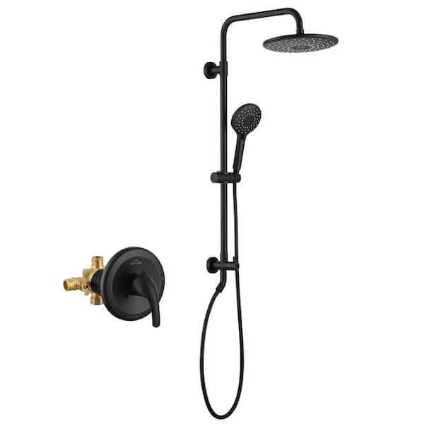 Boyel Living 3-Spray Patterns with 2.5 GPM 10 in. Wall Mount Dual Shower Heads with Pressure Balance Valve in Matte Black