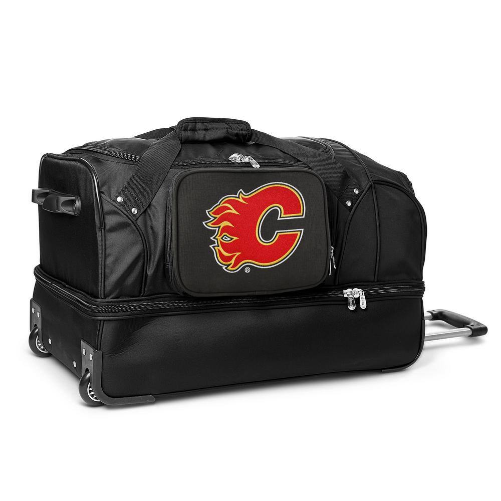 Denco NHL Calgary Flames 27 in. Black Rolling Bottom Duffel Bag