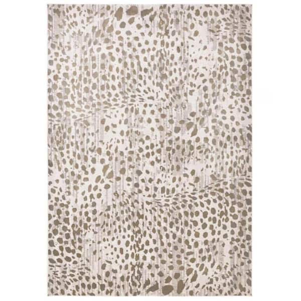 HomeRoots 5 x 8 Brown and Ivory Abstract Area Rug