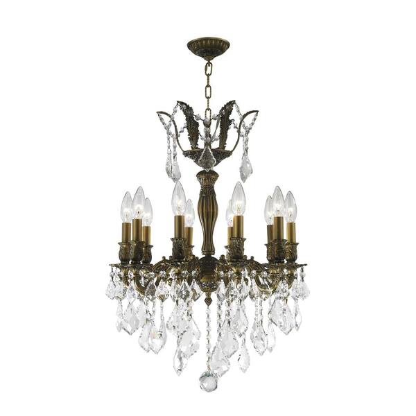 Worldwide Lighting Versailles Collection 10-Light Antique Bronze Chandelier with Clear Crystal Shade