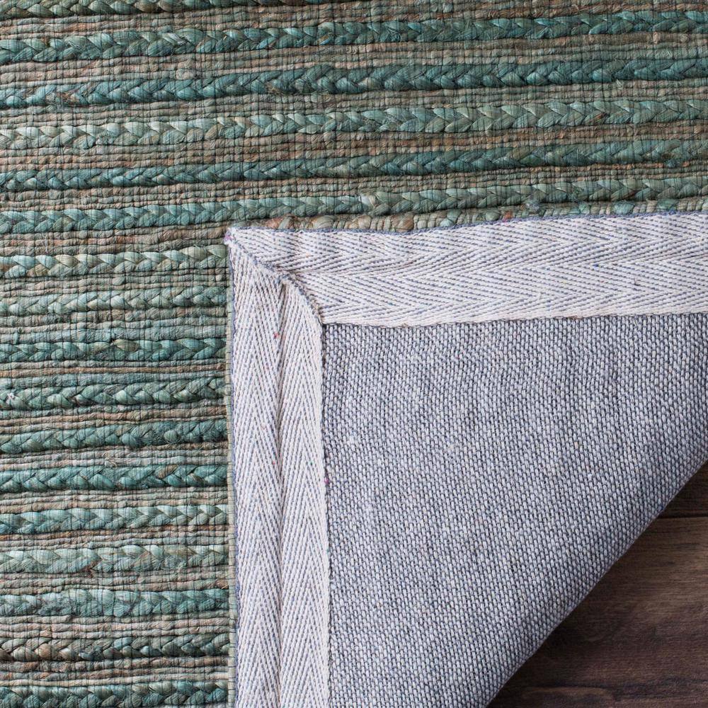 Sage and Natural Handwoven Cotton 5' x 8' Flat Woven Rug