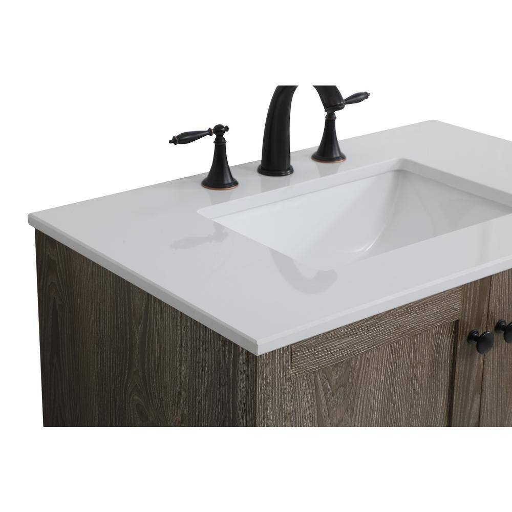 Weathered Oak 30" Single Bathroom Vanity with Porcelain Sink