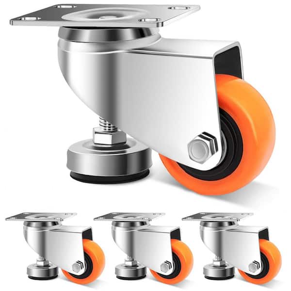 2 in. Leveling Swivel Casters Wheels, Industrial Grade Workbench Casters with Adjustable Leveling Feet (4-Pack)