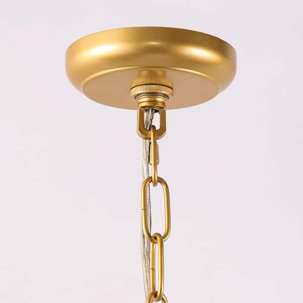 Briignite 6-Light Boho Farmhouse Rattan Pendant Light, Large Brown