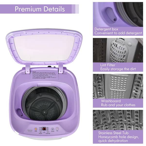 1 cu. ft. High Efficiency Full-Automatic Portable Top Load Washer with Child Lock in Purple-UL Certified