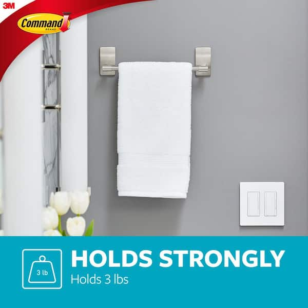 Command™ Bath 9” Satin Nickel Hand Towel Bar