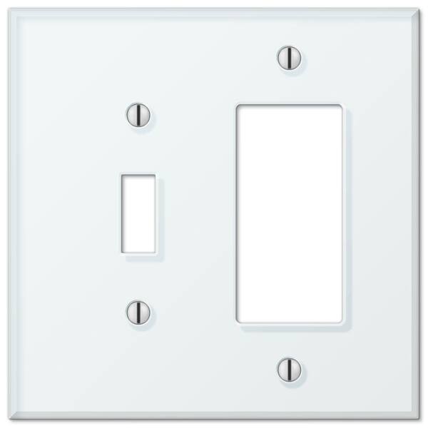 AMERELLE Acrylic 2 Gang 1-Toggle and 1-Rocker Acryilic Wall Plate - Mint White