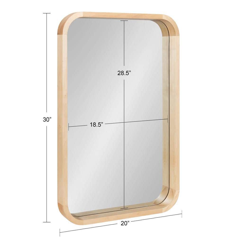 Hutton Natural Wood Rounded Radius Rectangular Wall Mirror 20x30