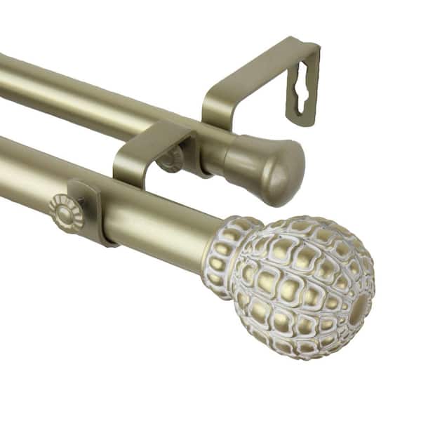 Rod Desyne Pod 160 in. - 240 in. Adjustable 1 in. Dia Double Curtain Rod in Light Gold