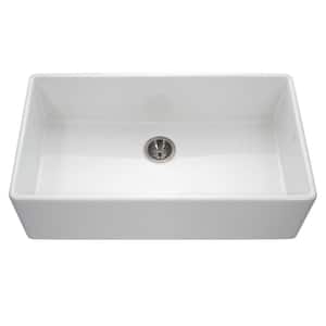 Platus Farmhouse Apron Front Fireclay 36 in. Single Bowl Kitchen Sink in White with Dual-Mounting Options