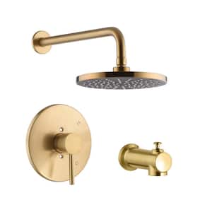 Kree Single Handle 1-Spray Tub and Shower Faucet 1.8 GPM with Pressure Balance in. Brushed Gold (Valve Included)