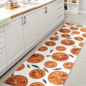 Aranciata Citrus Slice High-Low Orange/Cream 2 ft. x 8 ft. Indoor/Outdoor Area Rug