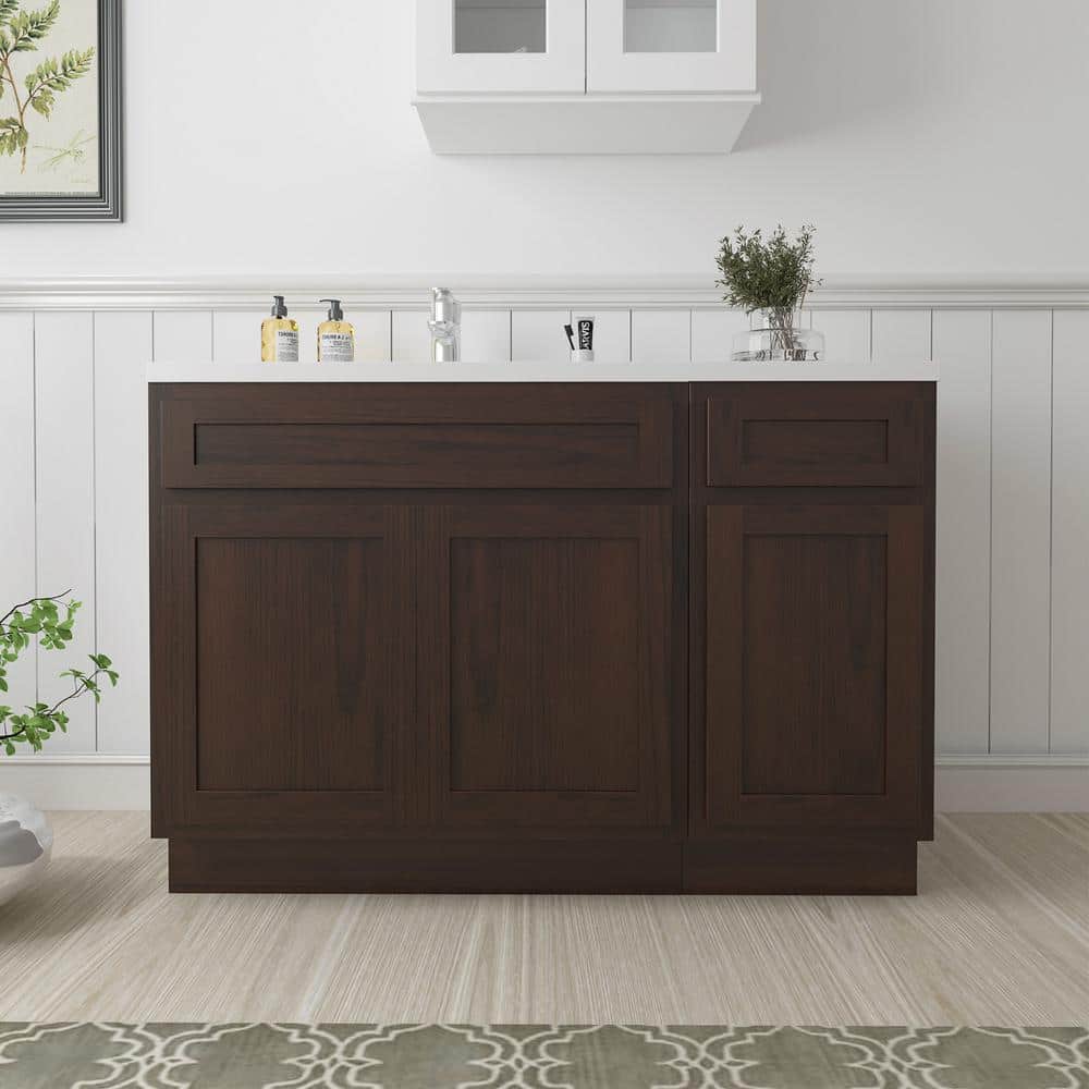 48 in Medium Brown Plywood Freestanding Bath Vanity Cabinet
