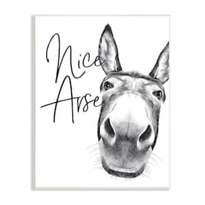 "Animal Humor Nice Arse Donkey Bathroom Phrase" by Lettered and Lined Unframed Animal Wood Wall Art Print 10 in x 15 in