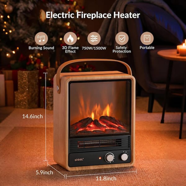 5200 BTU Electric Fireplace Heater, 1500W Space Heater with
