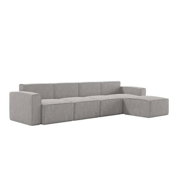 Carnegy Avenue 5-Piece Gray Fabric Living Room Sectional Sofa