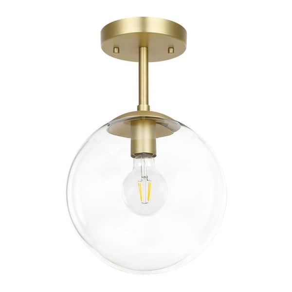 Light Society Zeno 1-Light Clear/Brass Globe Ceiling Light with