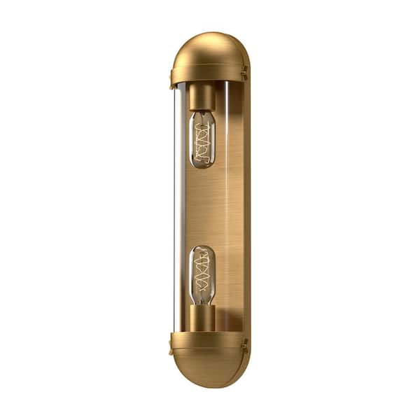 ALORA MOOD Cyrus 6-in 2 Light 60-Watt Aged Gold/Clear Glass Vanity Light