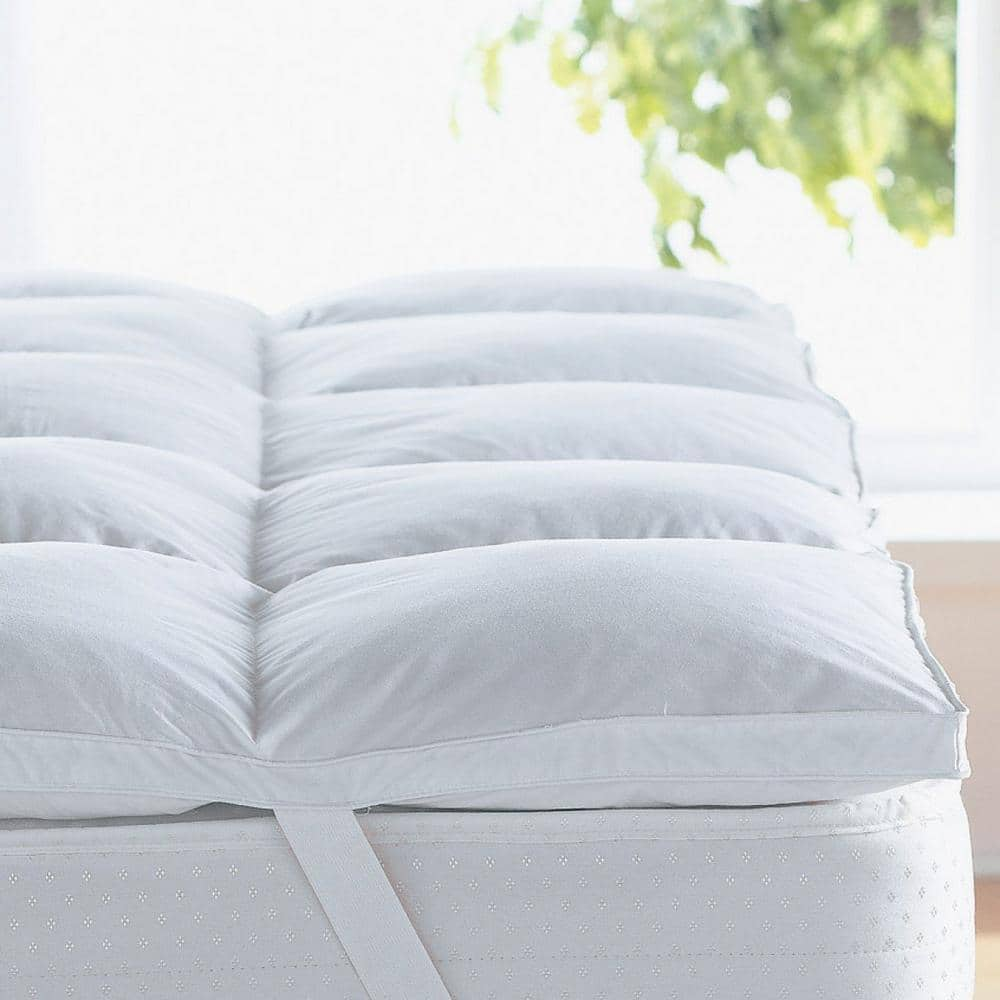 Extra Thick 2 Mattress Topper Hypoallergenic Fiber Pad Cover Non-Slip  Straps