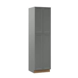 Designer Series Melvern Storm Gray Shaker Assembled Pantry Kitchen Cabinet (24 in. x 90 in. x 23.75 in.)