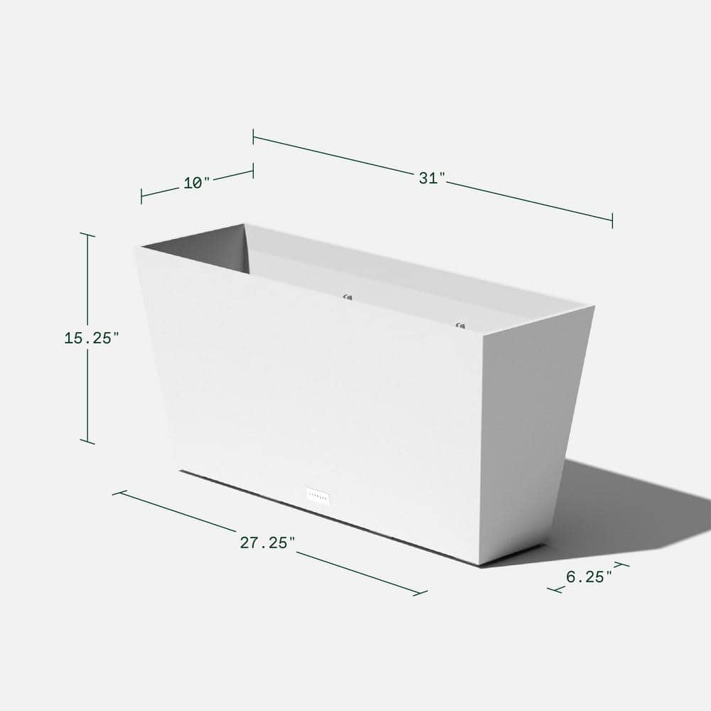 Modern Midori White Recycled Plastic 31" Trough Planter