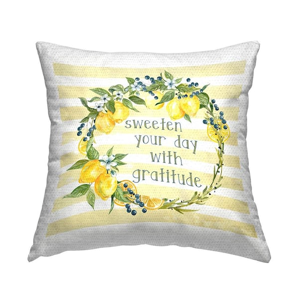 Sweeten Your Day Phrase Yellow Square Outdoor Throw Pillow