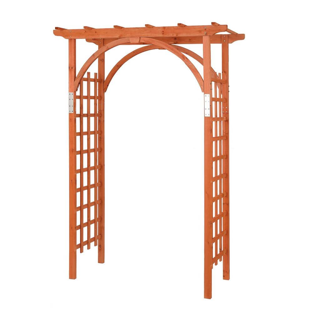 Traditional Brown Fir Wood Garden Arbor with Arch Design