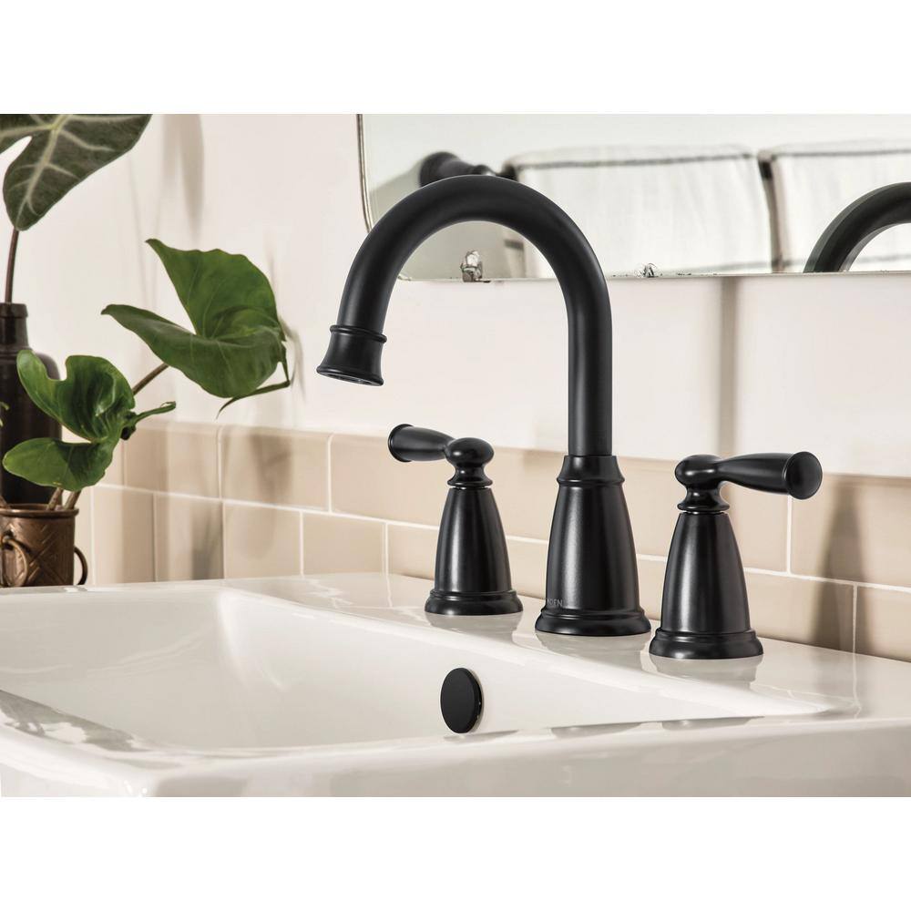 Matte Black Traditional Widespread Bathroom Sink Faucet