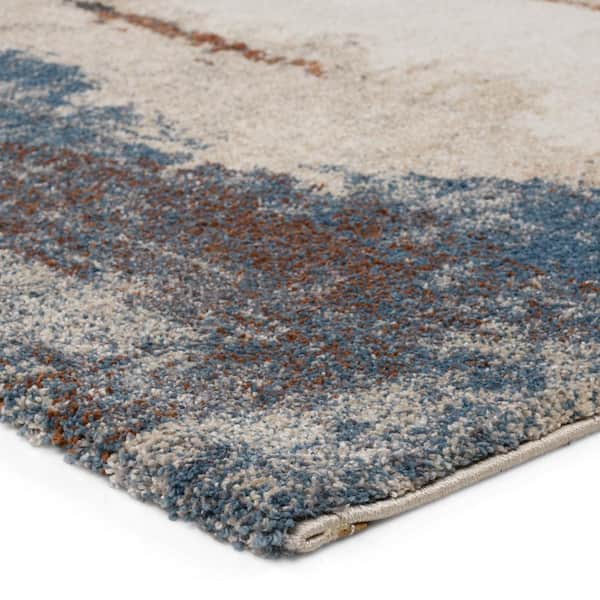 Sobia Tan/Blue 3x10 ft. Abstract Polypropylene Runner Rug