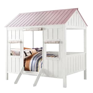 Spring Cottage White and Pink 38 in. x 80 in. Loft Bed