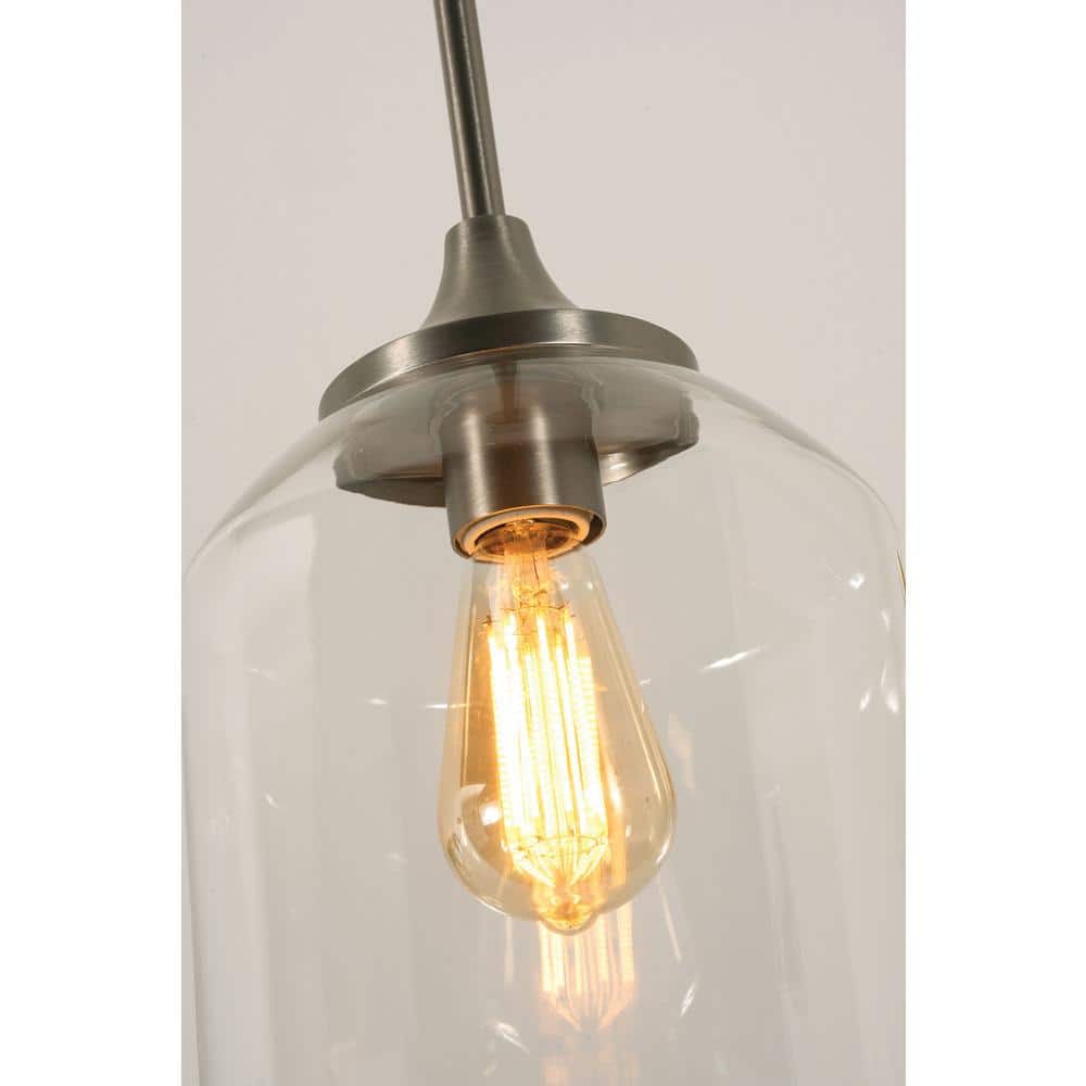 William 36" Satin Nickel Glass Linear Pendant Light