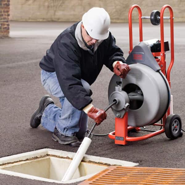 RIDGID K-750 Drum Machine Drain Cleaner with C-100 Autofeed 100 ft