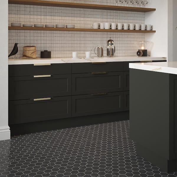 Jeffrey Court Midnight Hex Black 10.875 in. x 9.5 in. Honed Marble