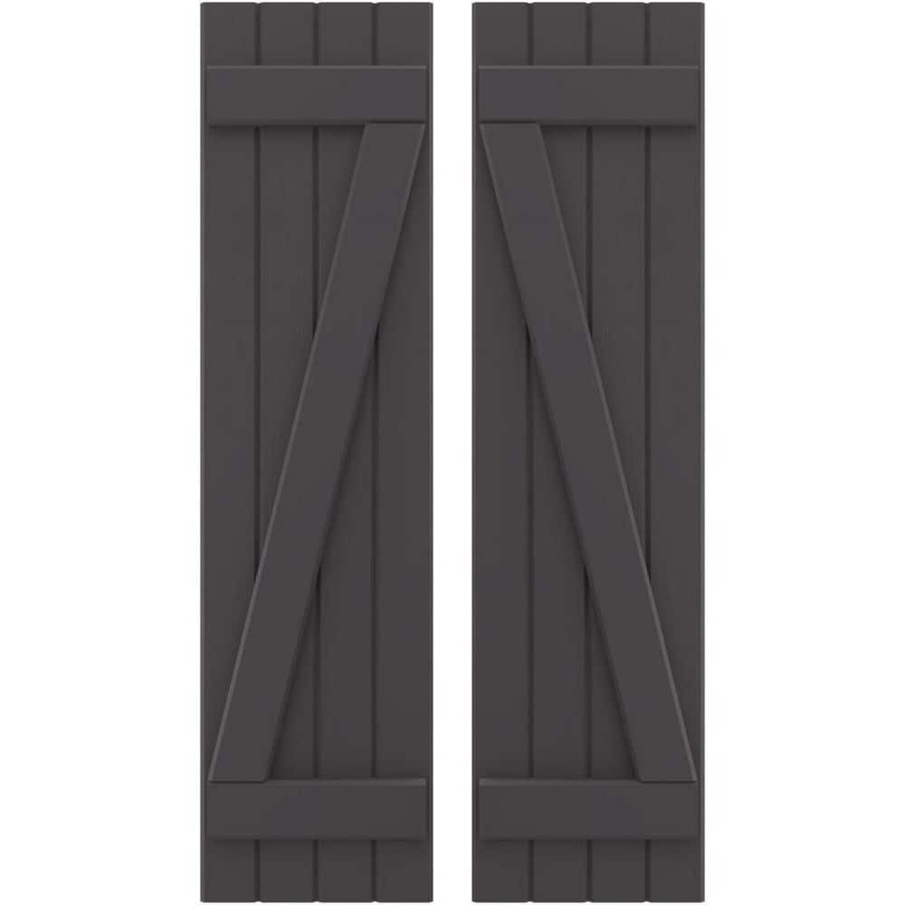 14-in W x 39-in H Americraft 4 Board Exterior Real Wood Joined Board and Batten Shutters w/Z-Bar Shadow Mountain price history on PriceWatchPro