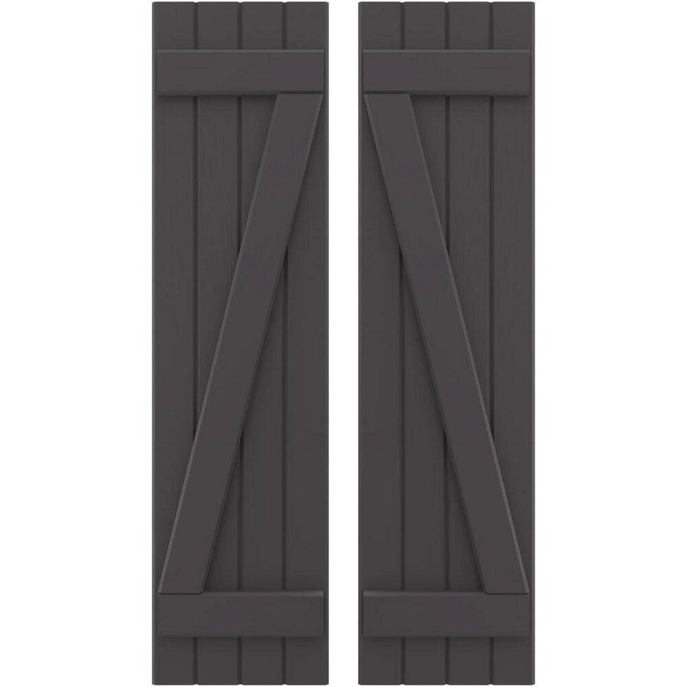 14 in. W x 66 in. H Americraft 4 Board Exterior Real Wood Joined Board and Batten Shutters with Z-Bar Shadow Mountain price history on PriceWatchPro