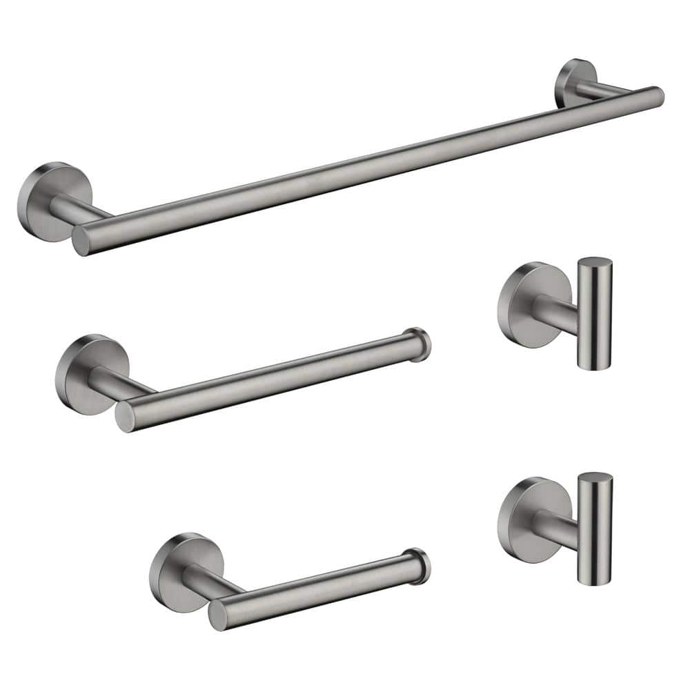 Bathroom Hardware 5-Piece Bath Hardware Set with Towel Bar, Robe Hook, Toilet Paper Holder in Brushed Nickel price history on PriceWatchPro